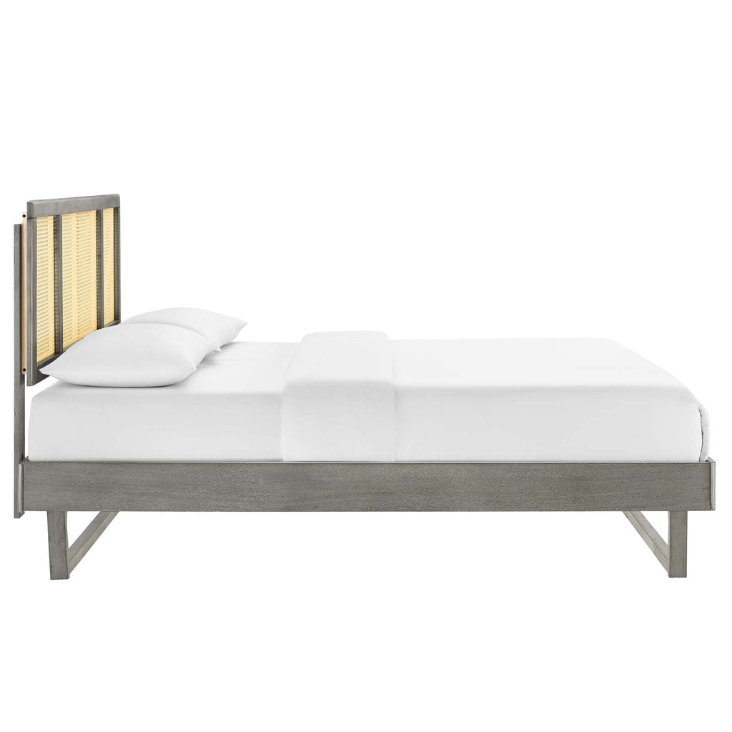 Kelsea Cane and Wood Full Platform Bed With Angular Legs by Modway
