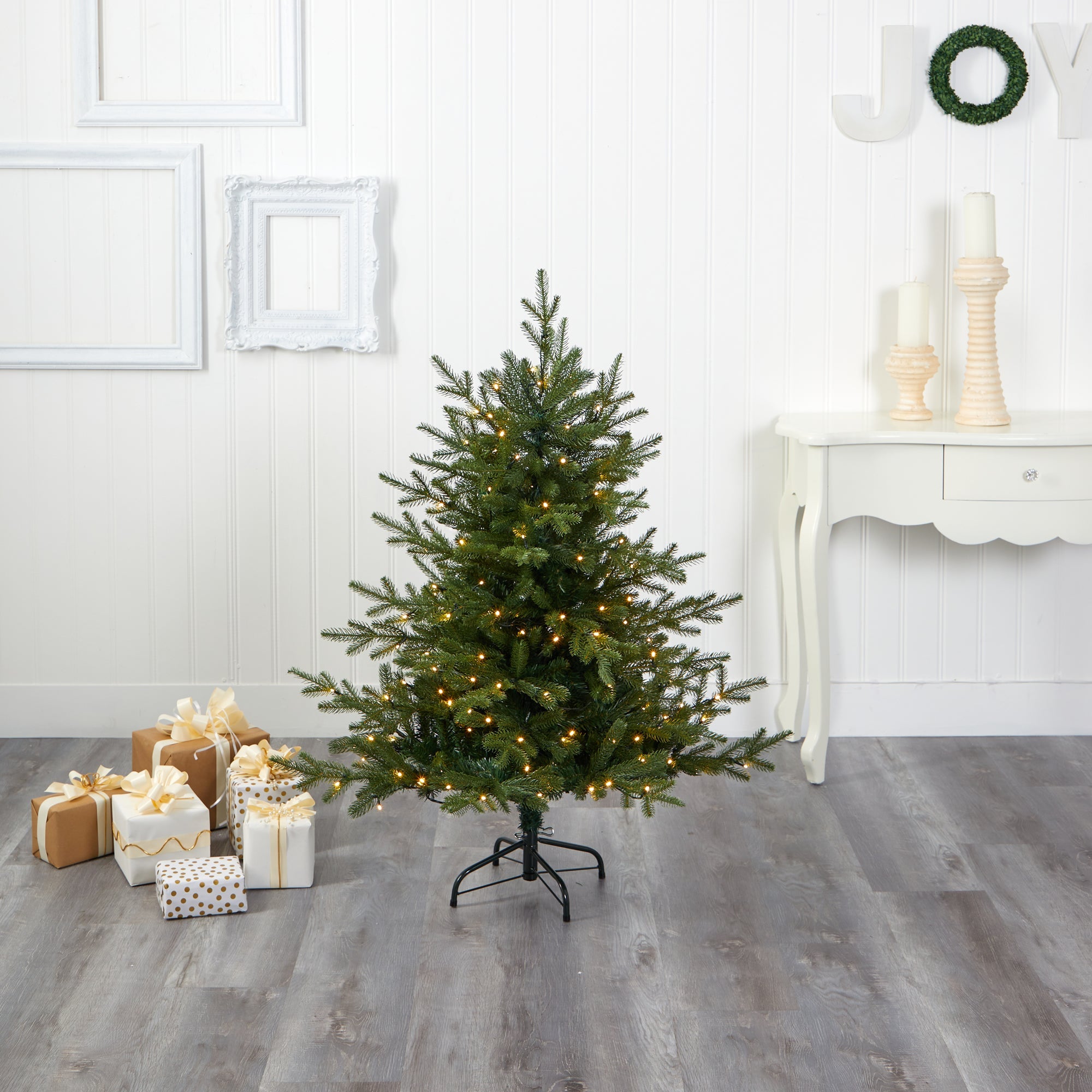 4' Swedish Fir Artificial Christmas Tree w/ 160 Warm White LED Lights & 403 Bend