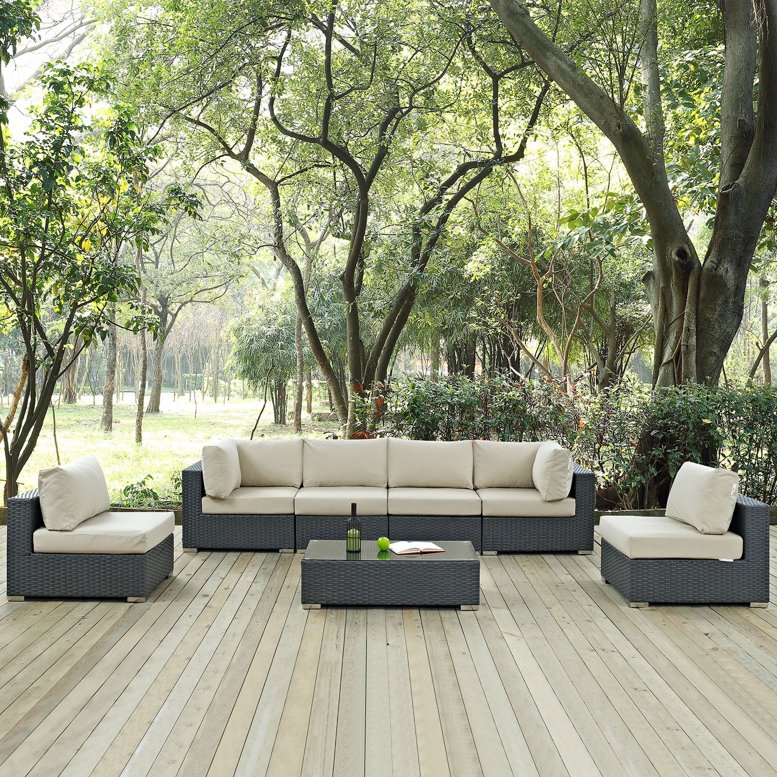 Sojourn 7 Piece Outdoor Patio Sunbrella¨ Sectional Set by Modway