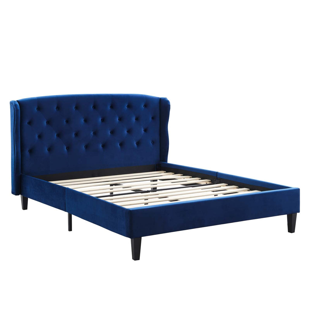 Penelope Tufted Wingback Performance Velvet Queen Platform Bed by Modway