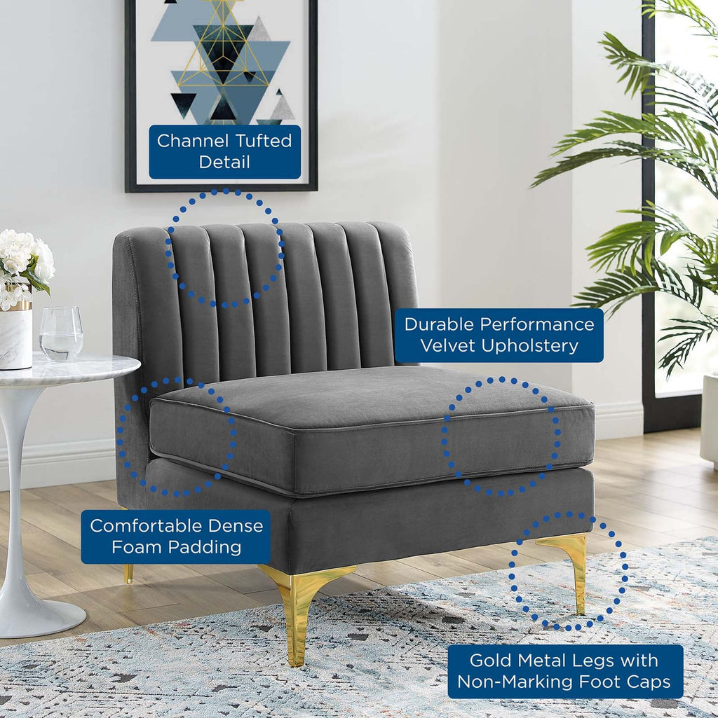 Triumph Channel Tufted Performance Velvet Armless Chair by Modway