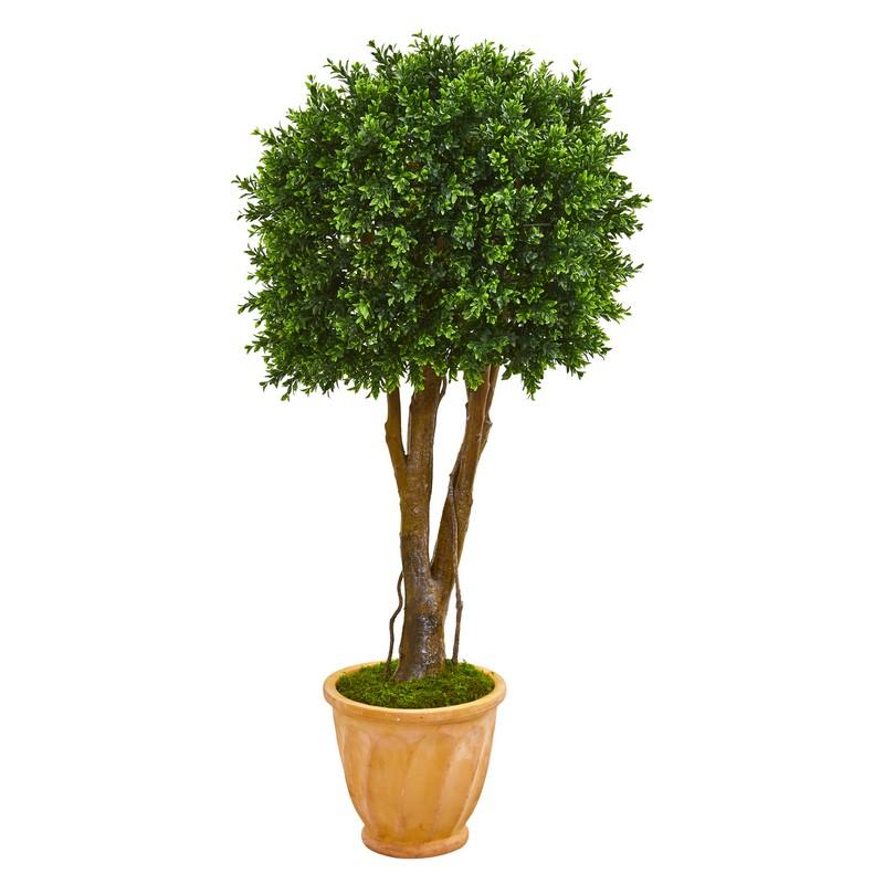50"  Boxwood Artificial Topiary Tree in Terra-Cotta Planter UV Resistant