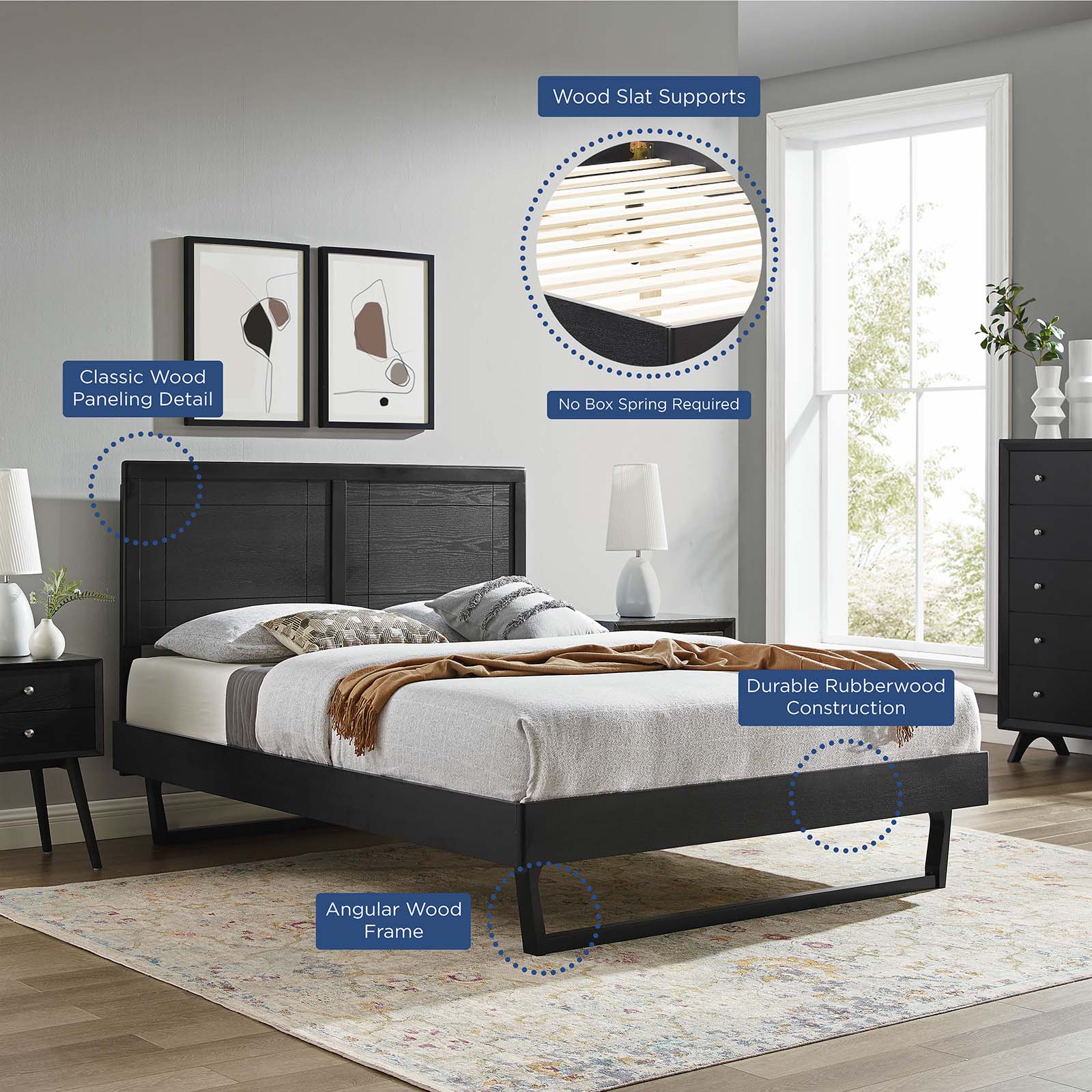 Marlee Wood Full Platform Bed With Angular Frame by Modway