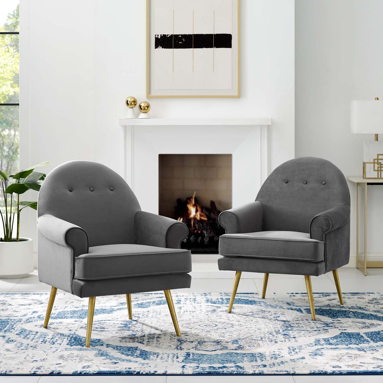 Revive Performance Velvet Armchair Set of 2 by Modway