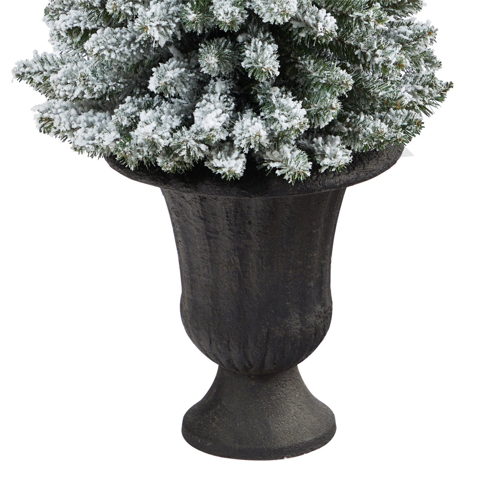 62' Flocked Pencil Artificial Christmas Tree w/ 200 Clear Lights