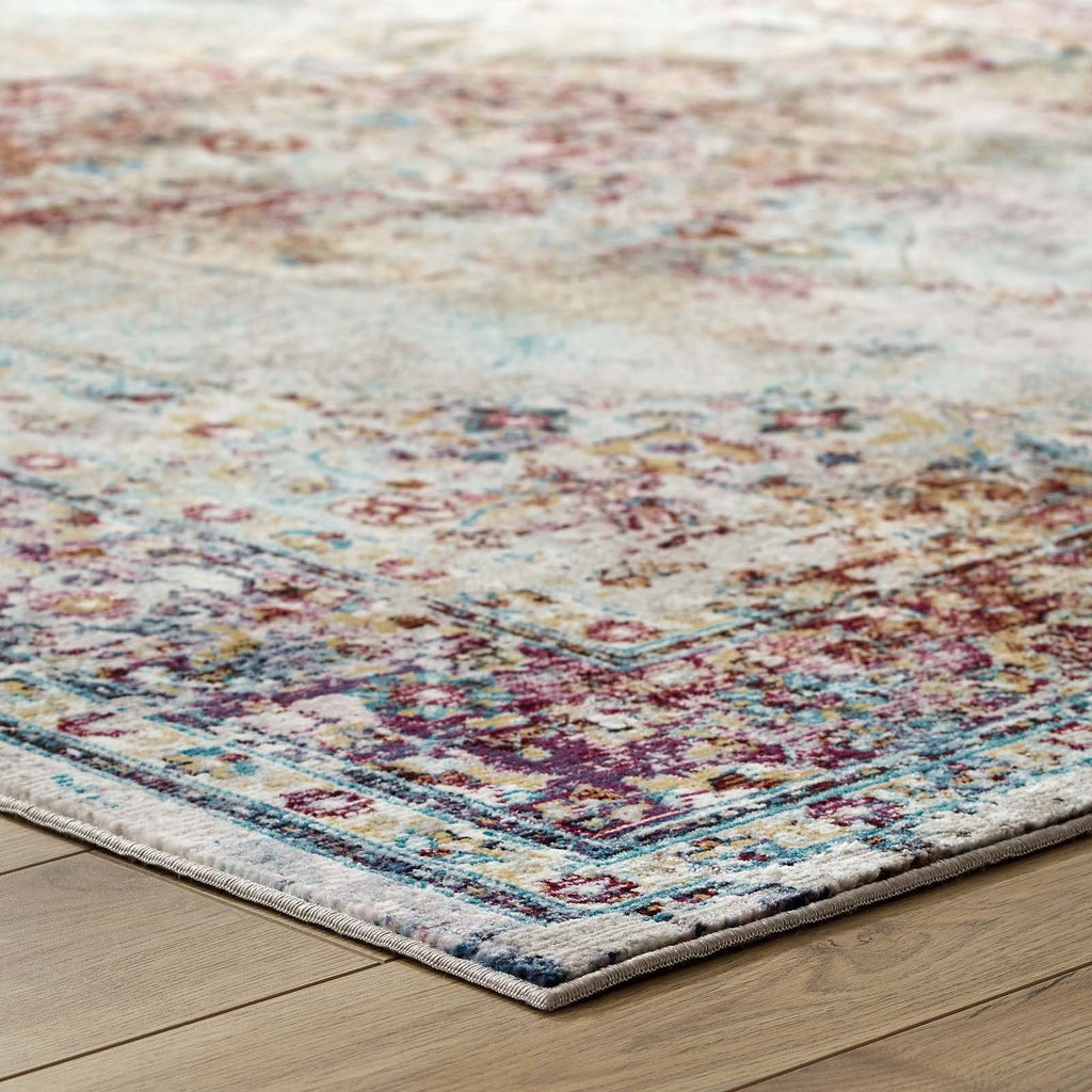 Success Merritt Transitional Distressed Floral Vintage Medallion 4x6 Area Rug by Modway