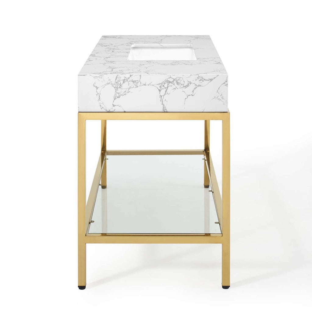 Kingsley 50" Gold Stainless Steel Bathroom Vanity by Modway