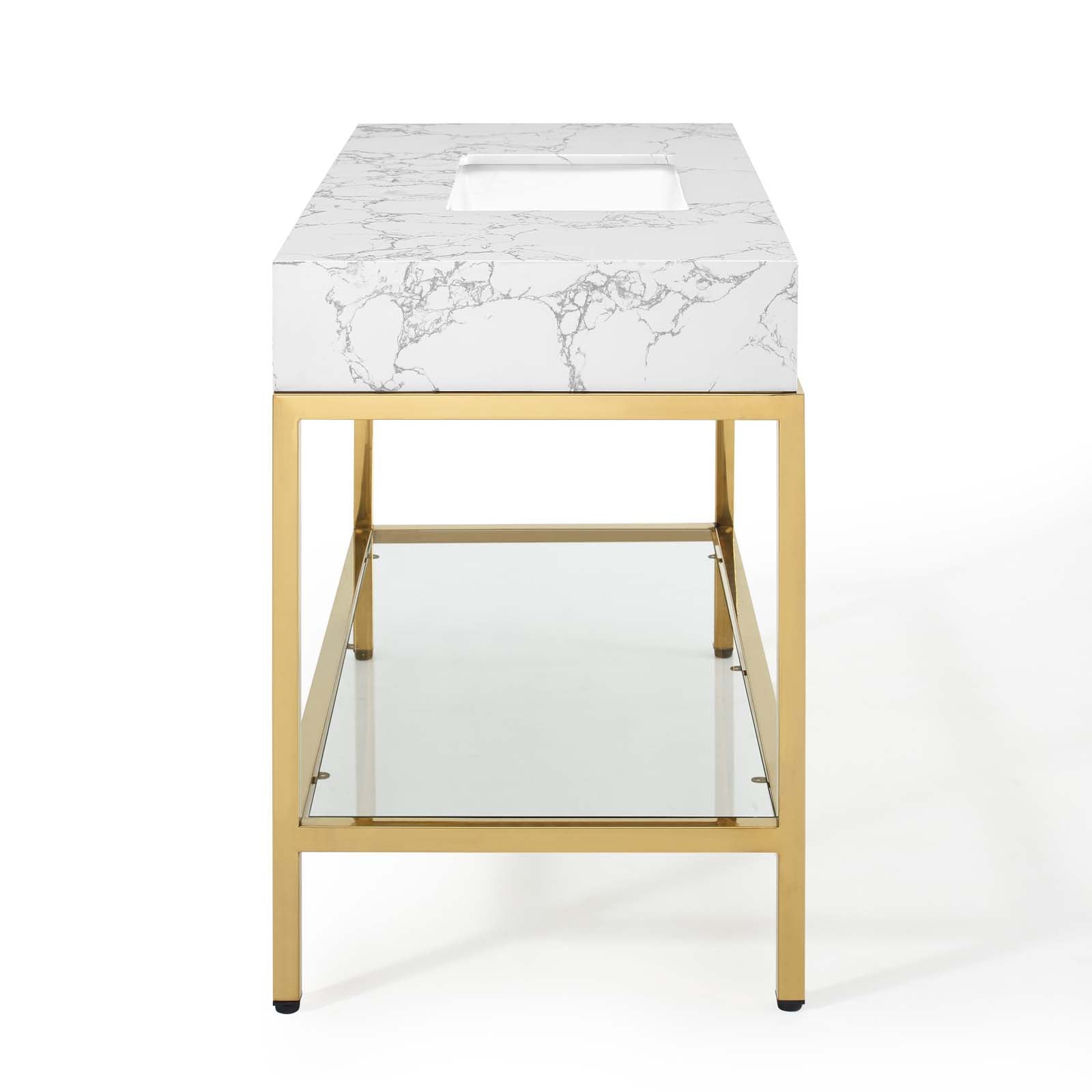 Kingsley 50" Gold Stainless Steel Bathroom Vanity by Modway