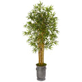 68" Bamboo Artificial Tree in Vintage Metal Planter