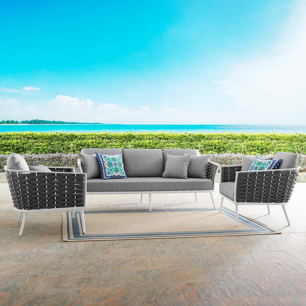 Stance 3 Piece Outdoor Patio Aluminum Sectional Sofa Set by Modway