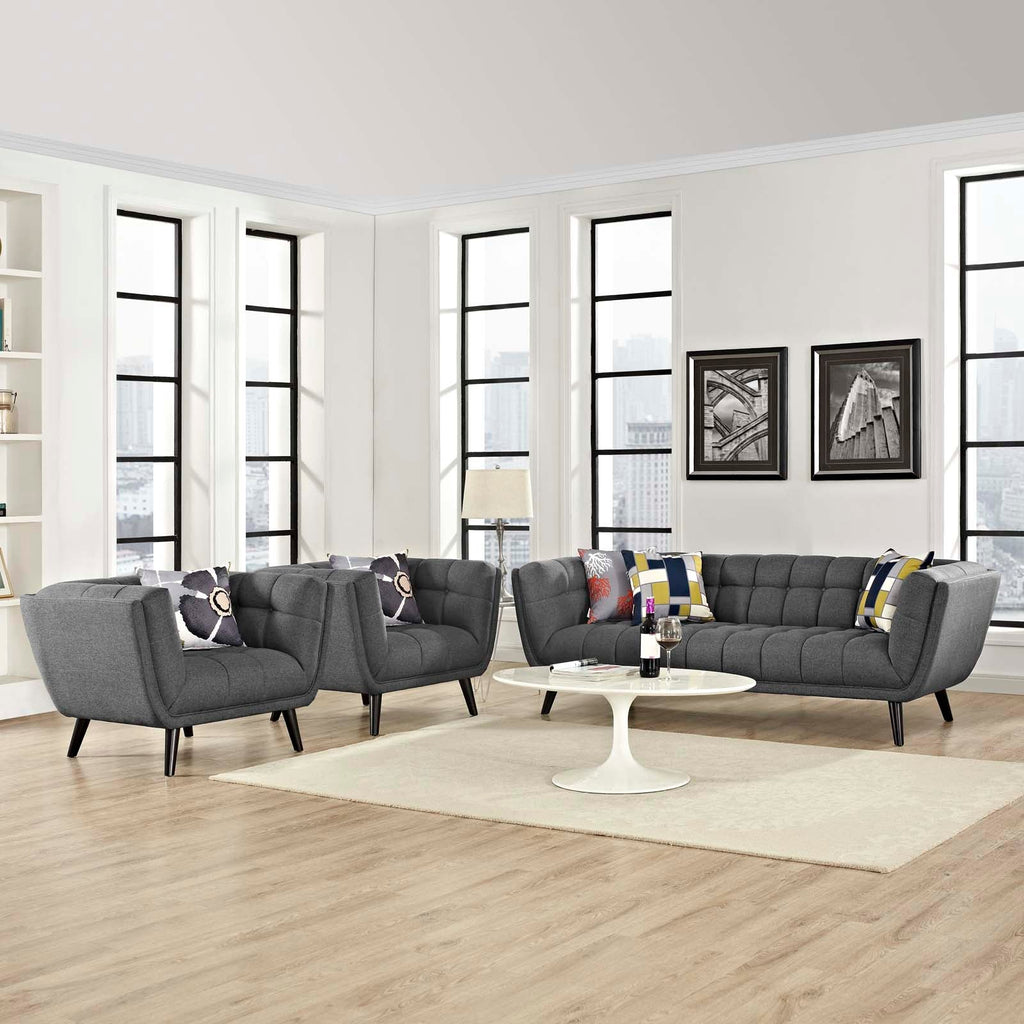 Bestow 3 Piece Upholstered Fabric Sofa and Armchair Set by Modway