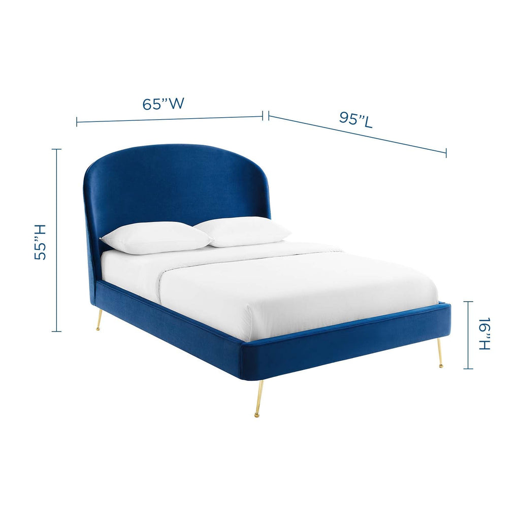 Mira Upholstered Performance Velvet Queen Platform Bed by Modway