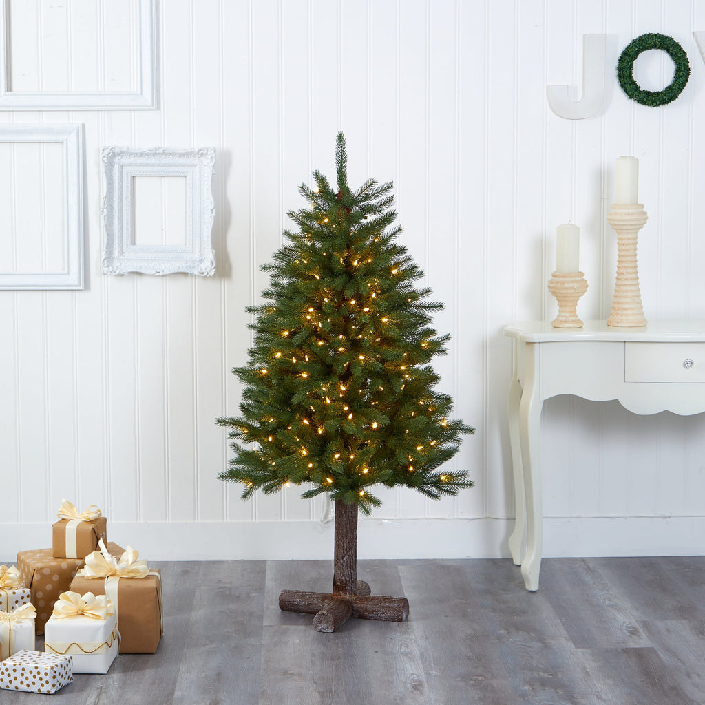 5' Napa Valley Pine Artificial Christmas Tree w/ 200 Warm White LED Lights