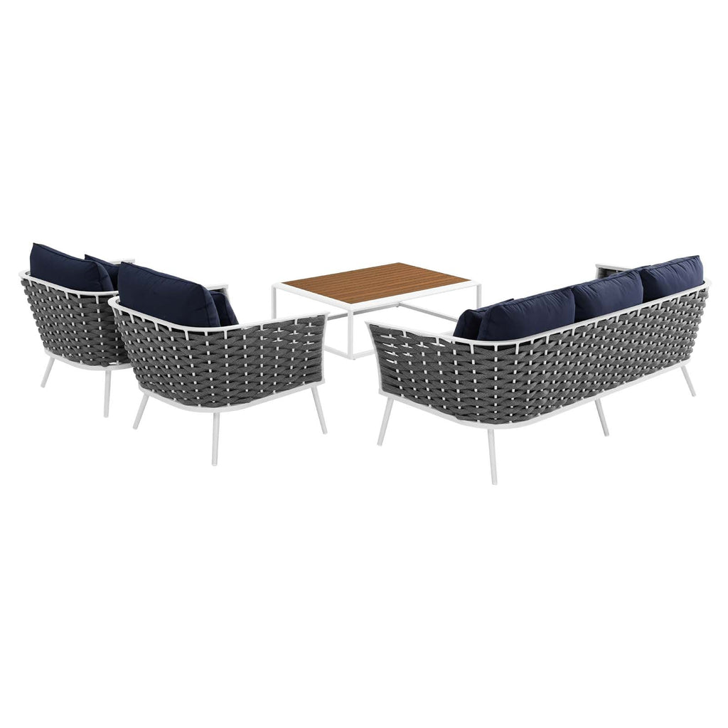Stance 4 Piece Outdoor Patio Aluminum Sectional Sofa Set by Modway