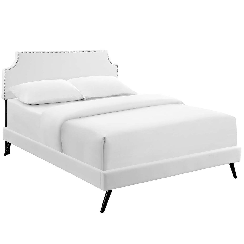 Corene Vinyl Full Platform Bed with Round Splayed Legs by Modway