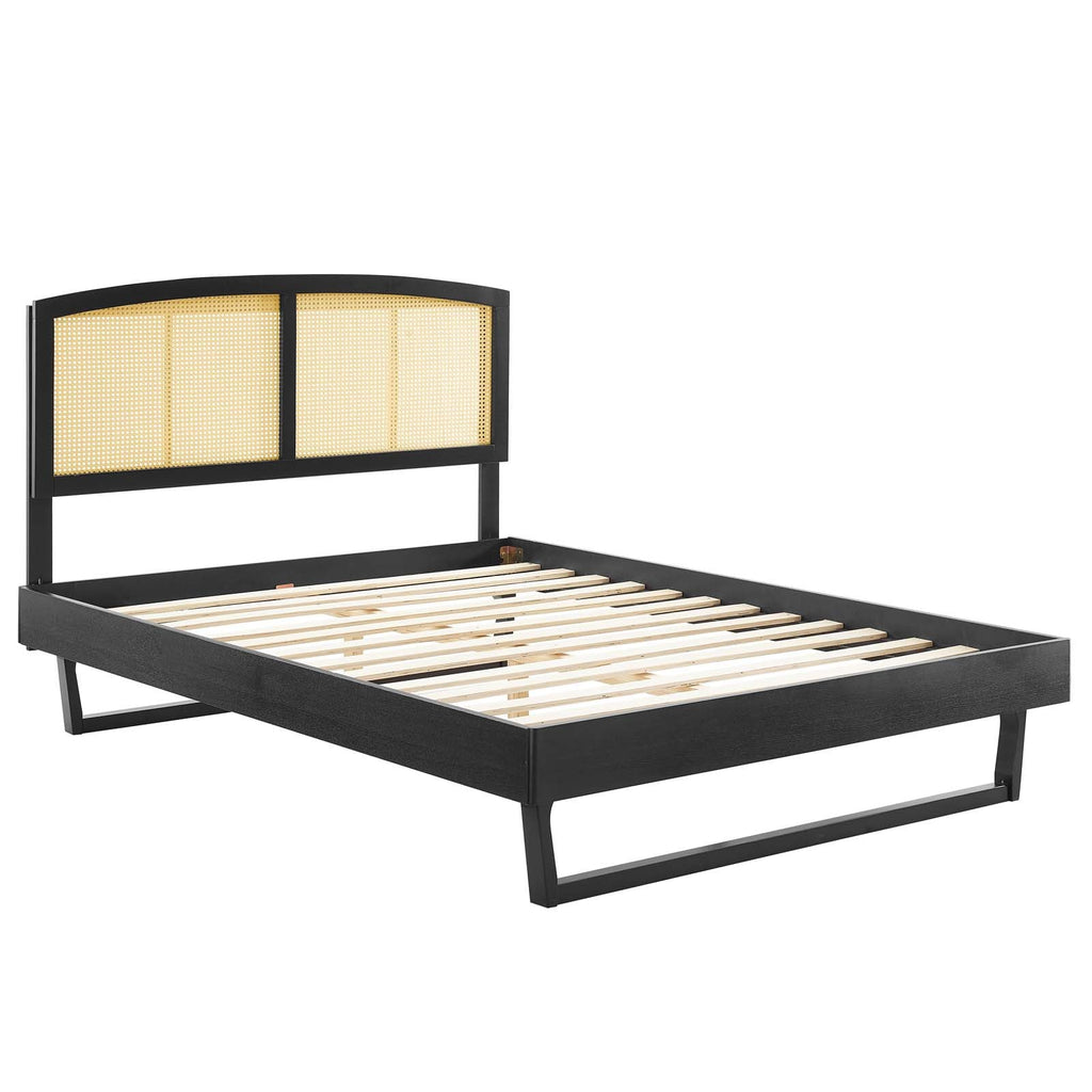 Sierra Cane and Wood Full Platform Bed With Angular Legs by Modway