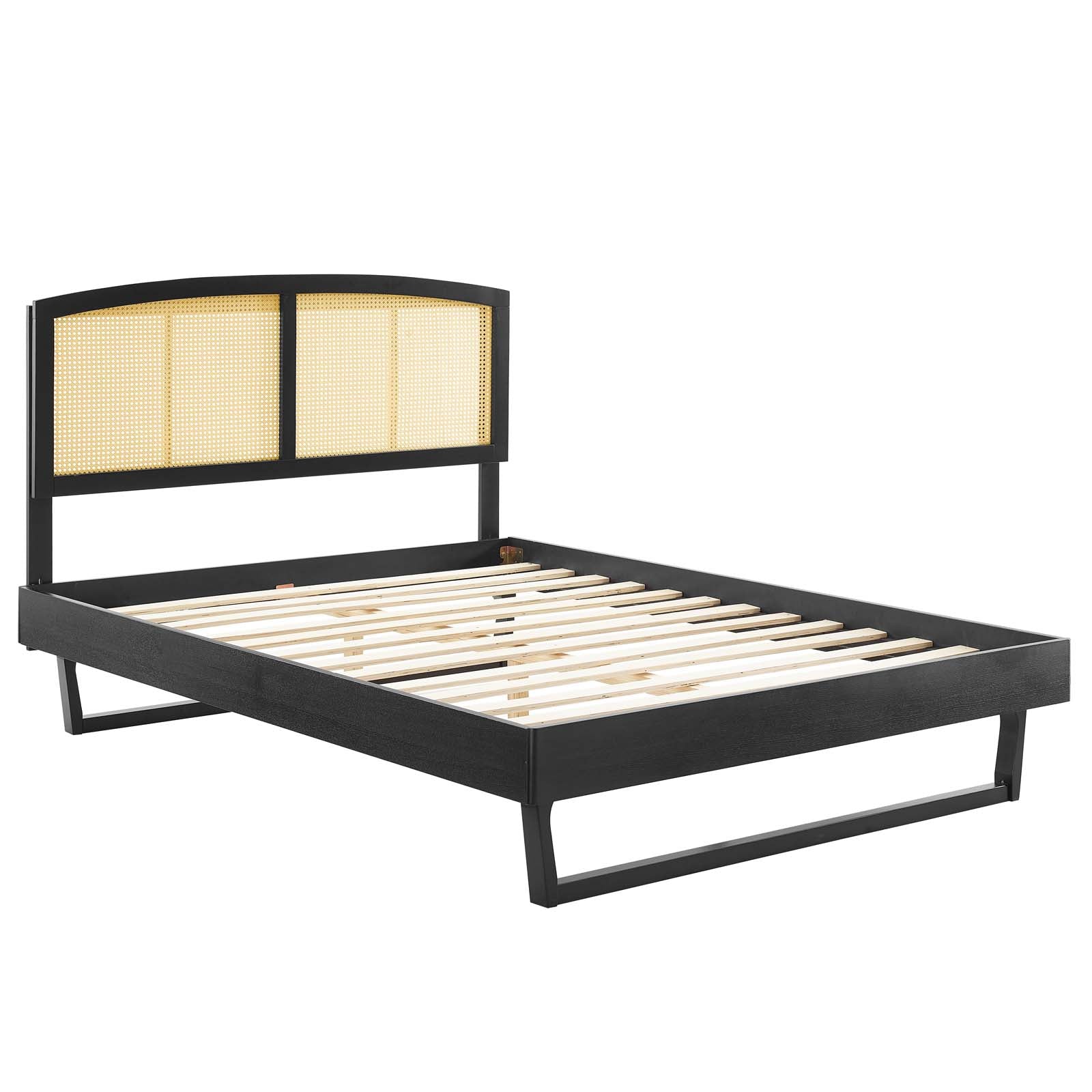 Sierra Cane and Wood Full Platform Bed With Angular Legs by Modway