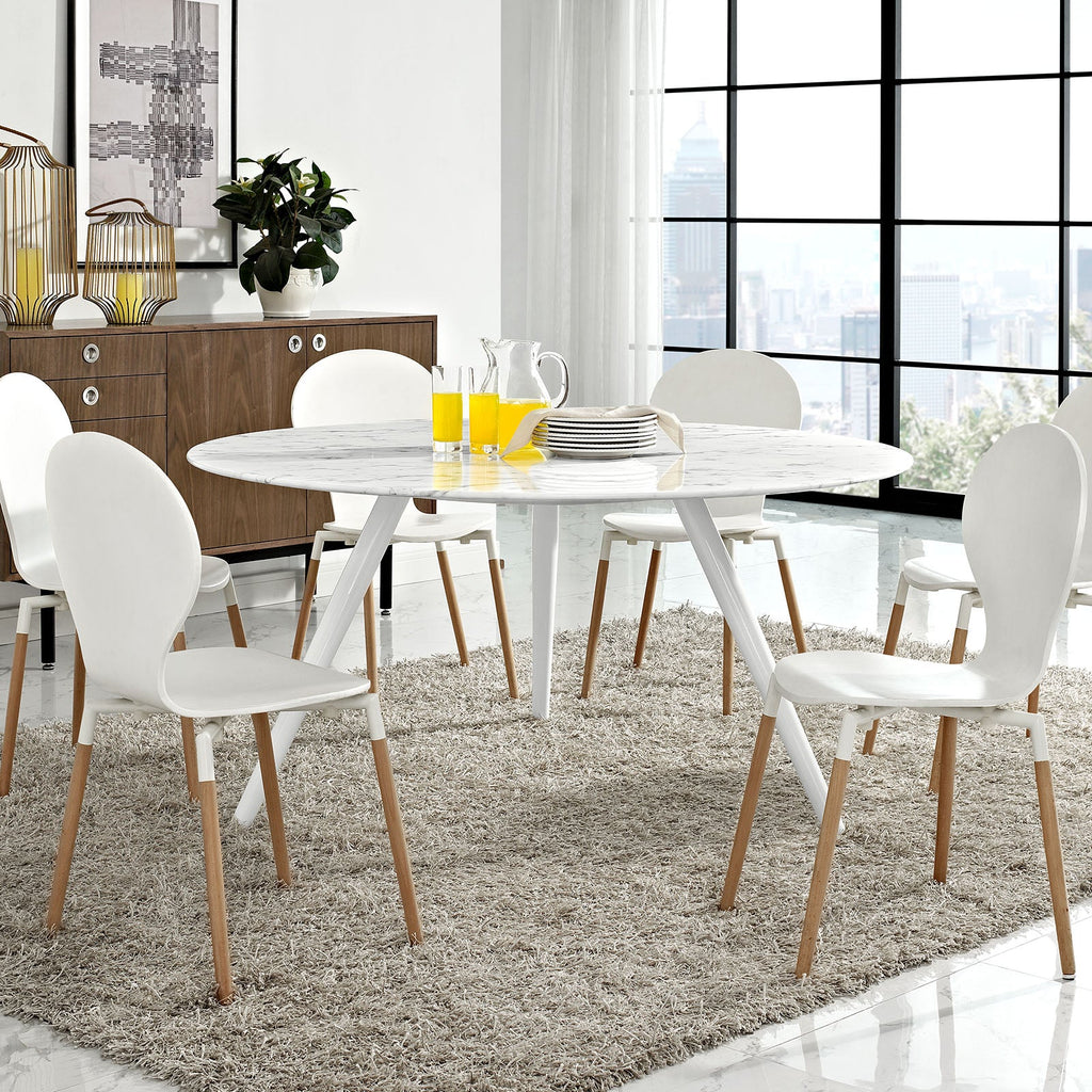 Lippa 60" Round Faux Marble Dining Table with Tripod Base by Modway
