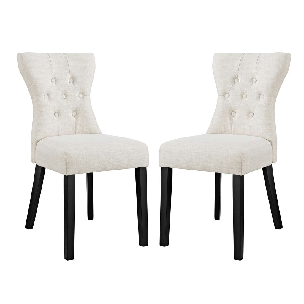 Silhouette Upholstered Fabric Dining Side Chairs Set of 2 by Modway