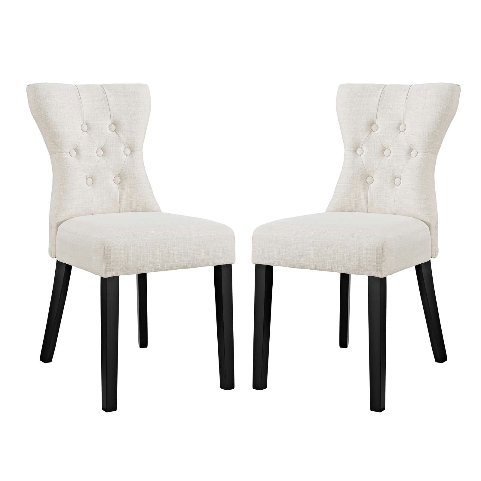 Silhouette Upholstered Fabric Dining Side Chairs Set of 2 by Modway