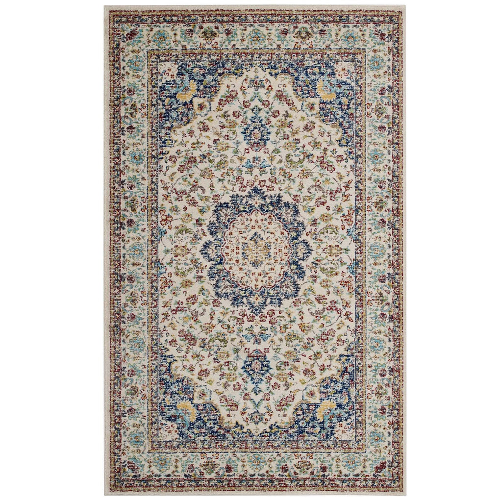 Meryam Distressed Vintage Medallion 5x8 Area Rug by Modway