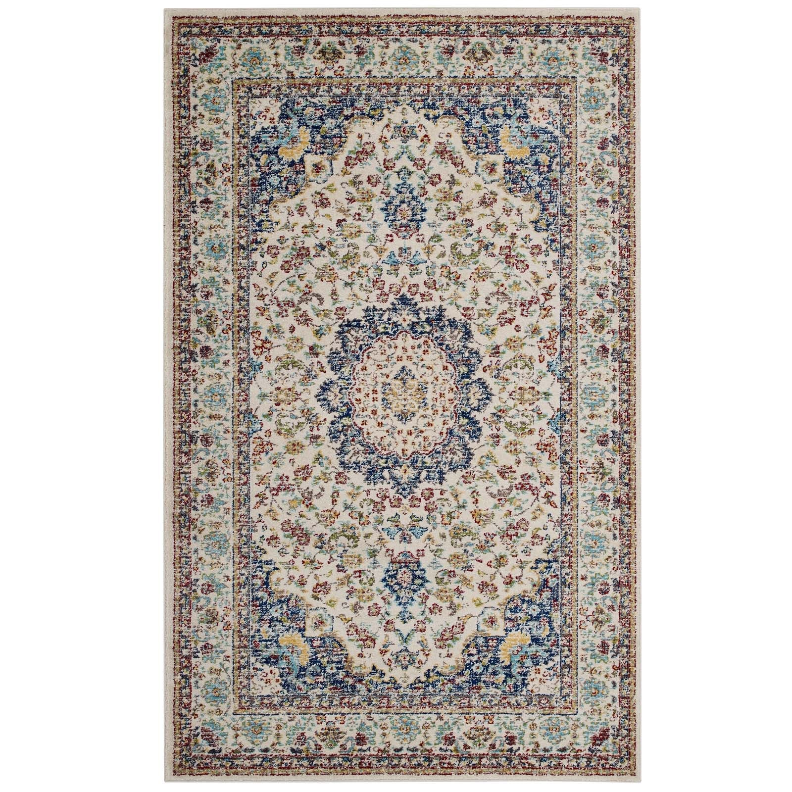 Meryam Distressed Vintage Medallion 5x8 Area Rug by Modway