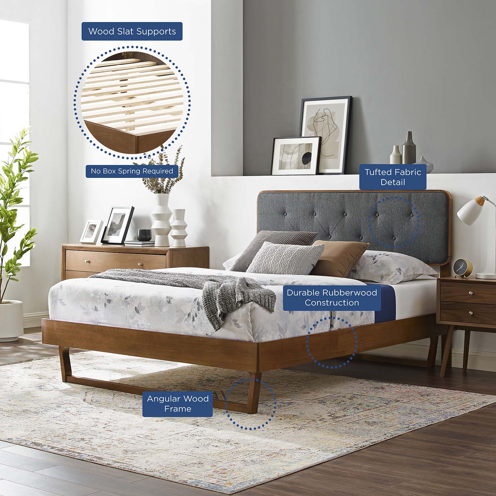 Bridgette Wood King Platform Bed With Angular Frame by Modway