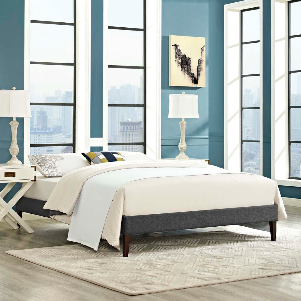 Tessie Fabric Full Bed Frame with Squared Tapered Legs by Modway