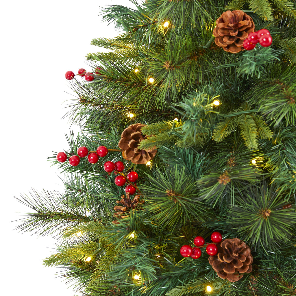 6' Mixed Pine Artificial Christmas Tree w/ 250 Clear LED Lights