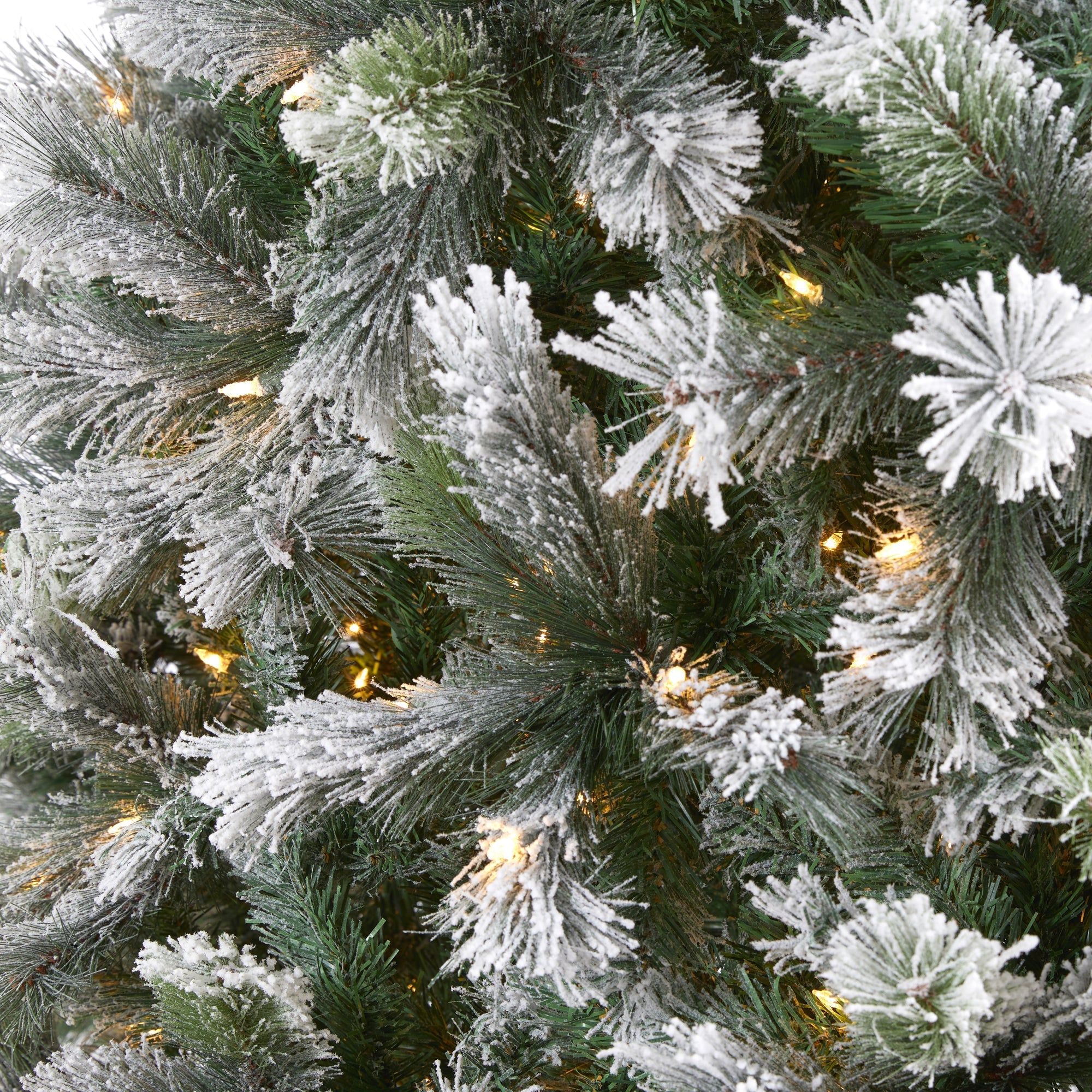 9' Flocked Oregon Pine Artificial Christmas Tree with 600 Clear Lights