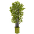 57"  Bamboo Artificial Tree with Black Trunks in Green Planter UV Resistant