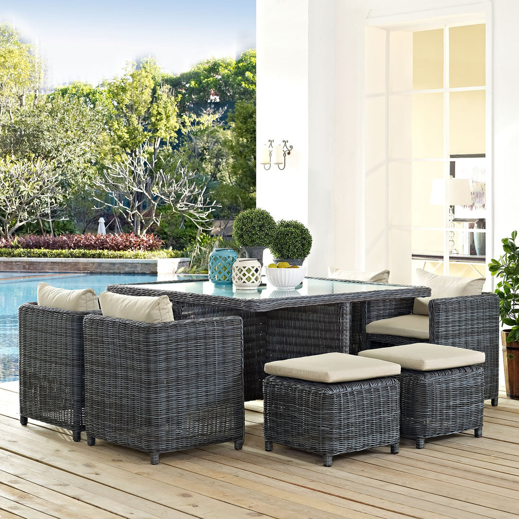 Summon 9 Piece Outdoor Patio Sunbrella¨ Dining Set by Modway