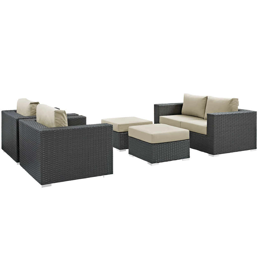 Sojourn 5 Piece Outdoor Patio Sunbrella¨ Sectional Set by Modway