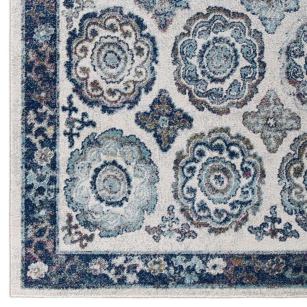 Entourage Odile Distressed Floral Moroccan Trellis 5x8 Area Rug by Modway