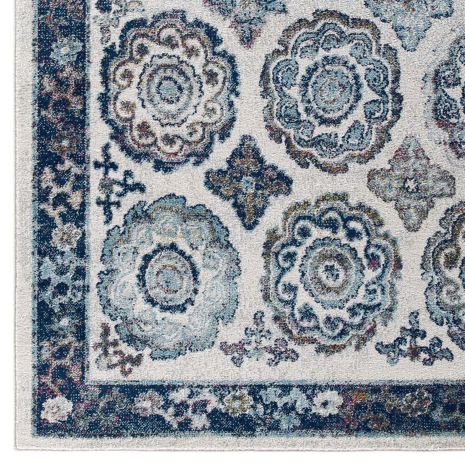 Entourage Odile Distressed Floral Moroccan Trellis 5x8 Area Rug by Modway