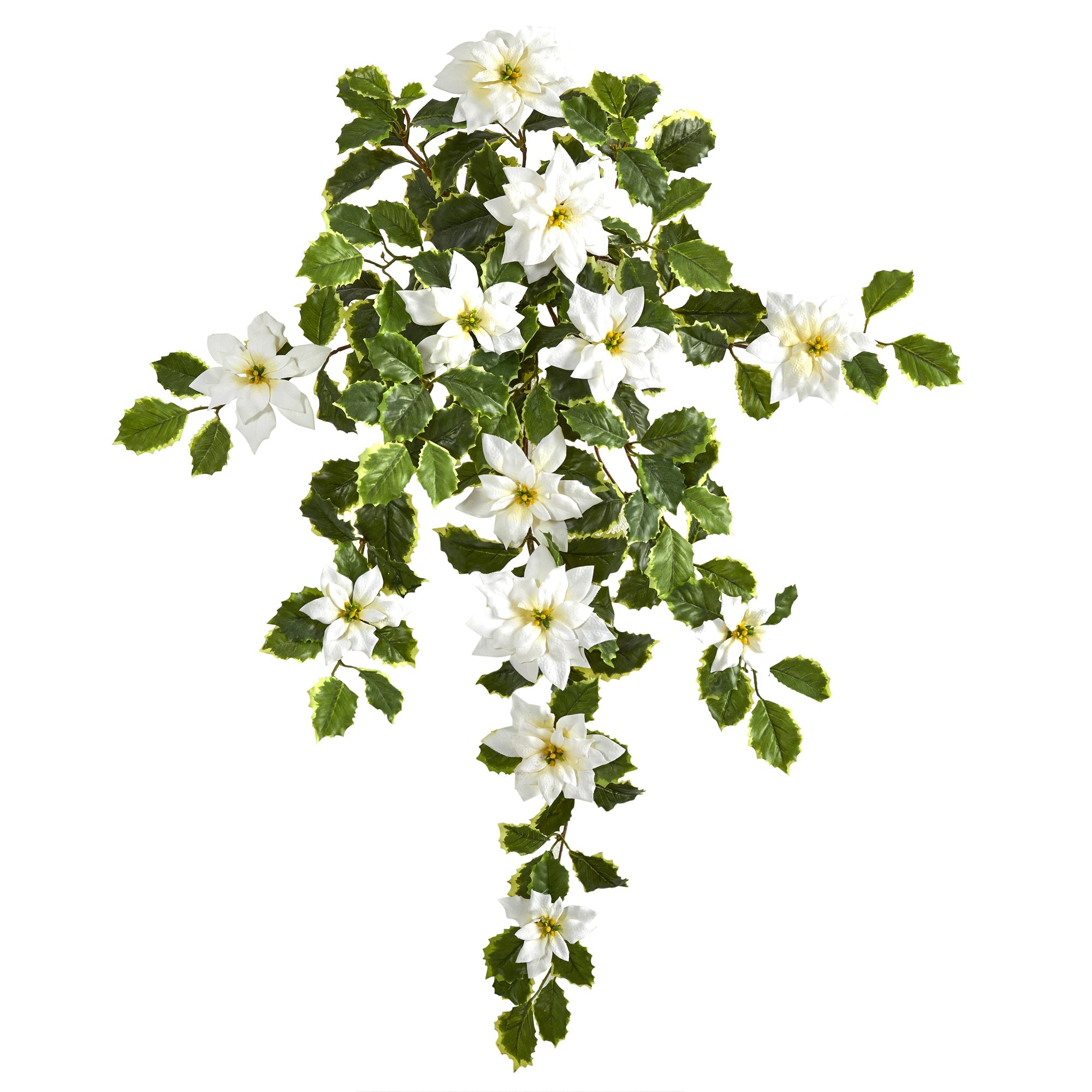 30" Poinsettia and Variegated Holly Artificial Plant (Set of 2) (Real Touch)