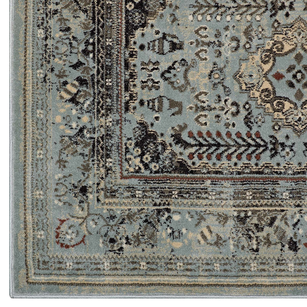 Enye Distressed Vintage Floral Lattice 5x8 Area Rug by Modway