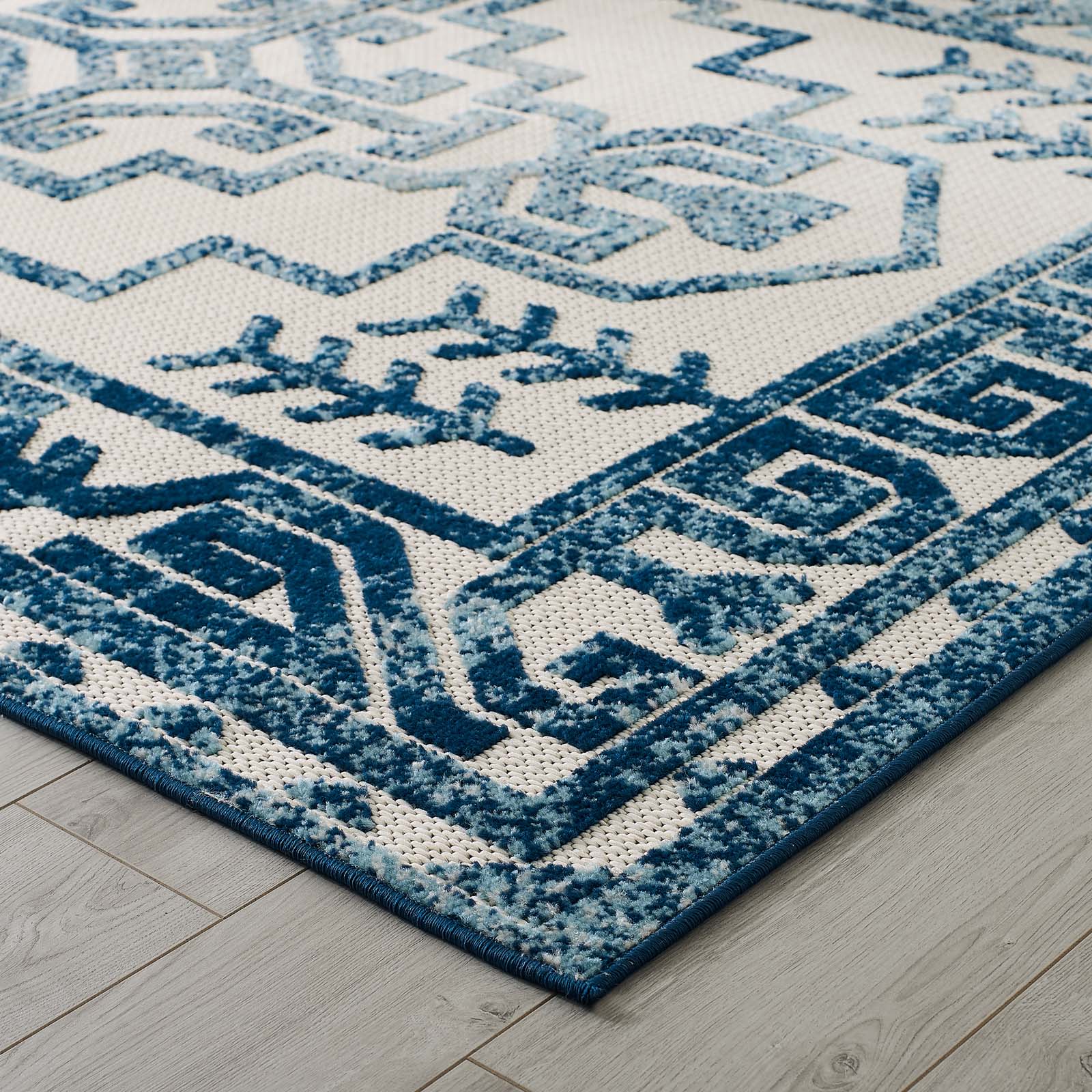 Reflect Nyssa Distressed Geometric Southwestern Aztec 5x8 Indoor/Outdoor Area Rug by Modway