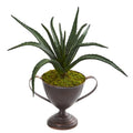 16"  Aloe Succulent Artificial Plant in Metal Goblet
