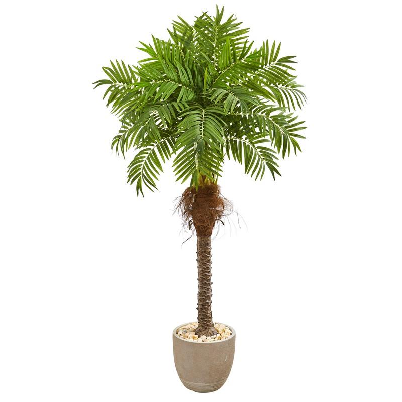 68" Robellini Palm Artificial Tree In Sandstone Planter 9556 By Nearly Natural