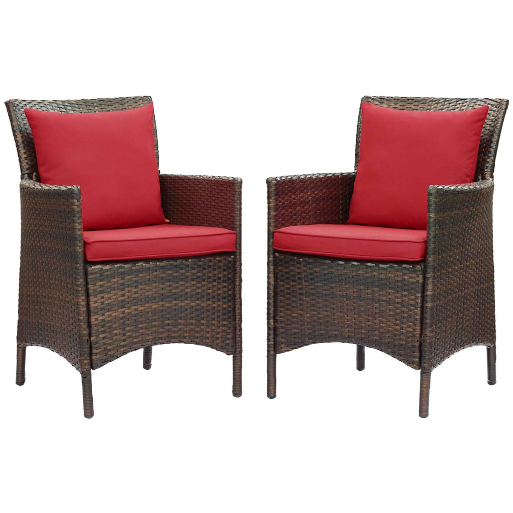 Conduit Outdoor Patio Wicker Rattan Dining Armchair Set of 2 by Modway