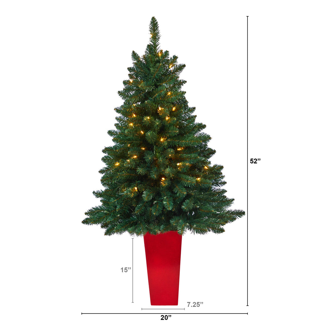 52' Northern Rocky Spruce Artificial Christmas Tree w/ 100 Clear Lights