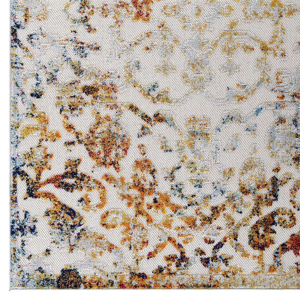 Reflect Primrose Ornate Floral Lattice 8x10 Indoor/Outdoor Area Rug by Modway