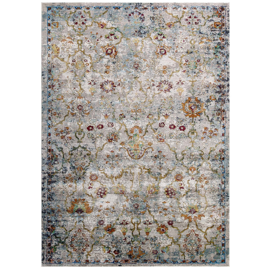 Success Manuka Distressed Vintage Floral Lattice 4x6 Area Rug by Modway