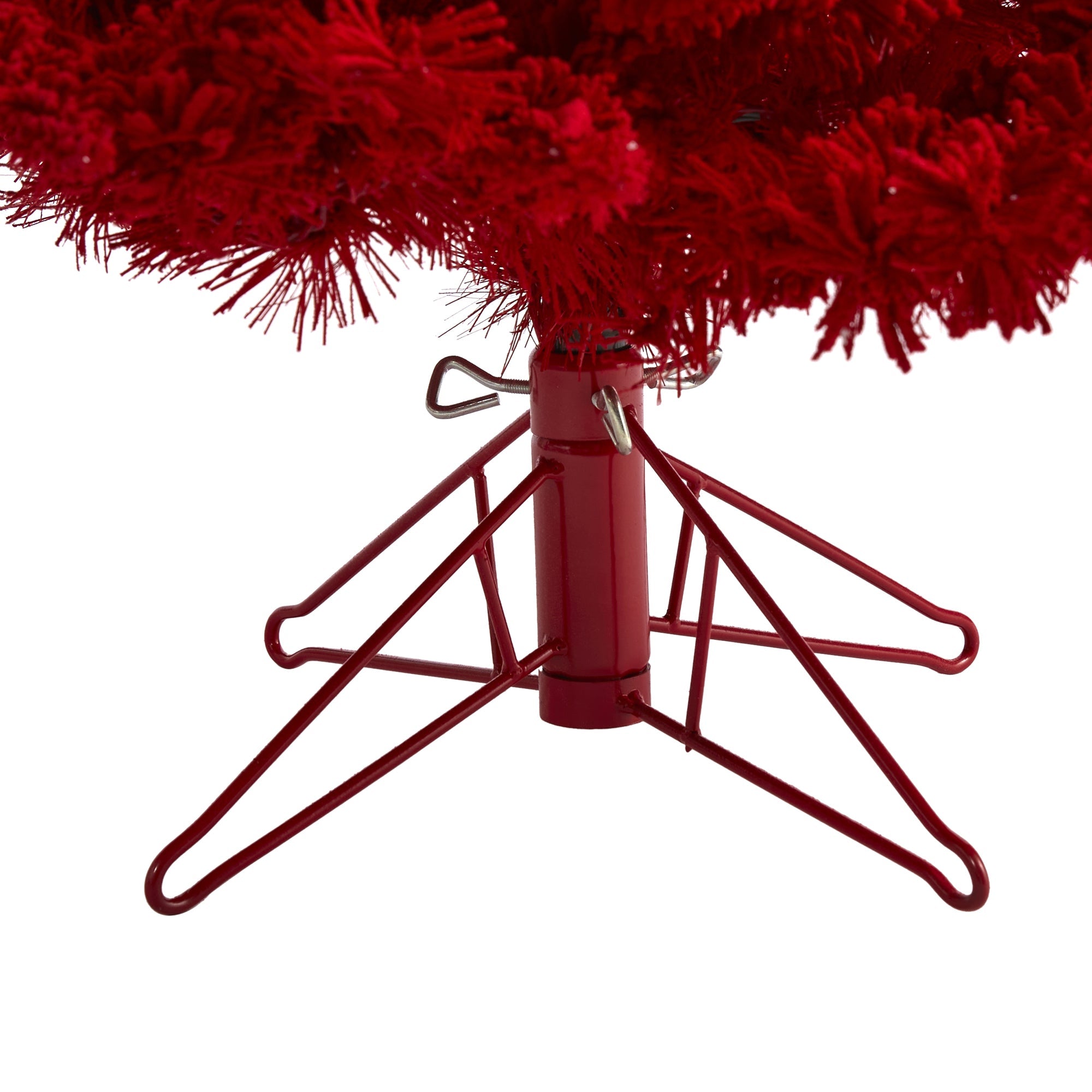 5' Red Flocked Fraser Fir Artificial Christmas Tree w/ 250 Red Lights