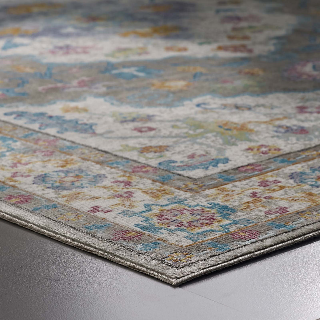 Success Anisah Distressed Floral Vintage Medallion 5x8 Area Rug by Modway
