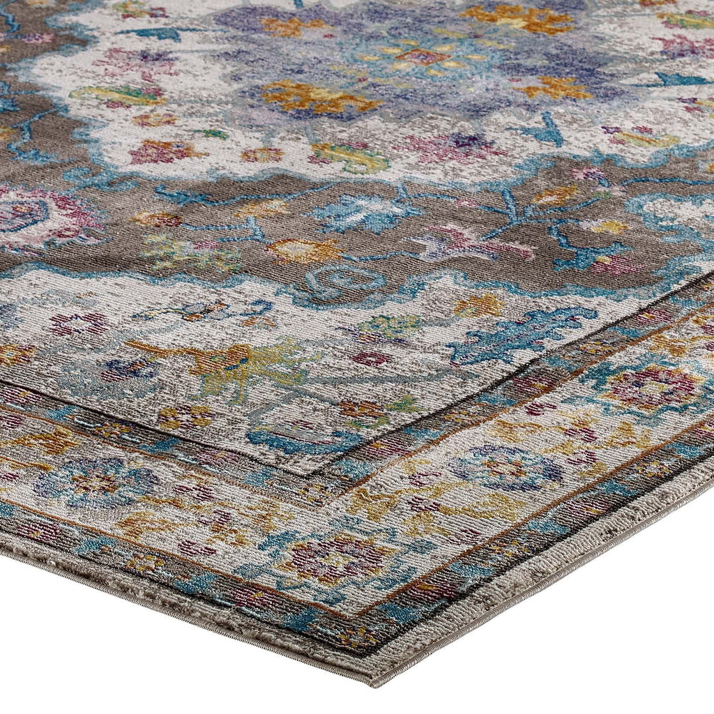 Success Anisah Distressed Floral Vintage Medallion 4x6 Area Rug by Modway