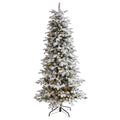 7' Flocked North Carolina Fir Artificial Christmas Tree w550 Warm White Lights