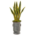 33"  Sansevieria Artificial Plant in Vintage Metal Planter