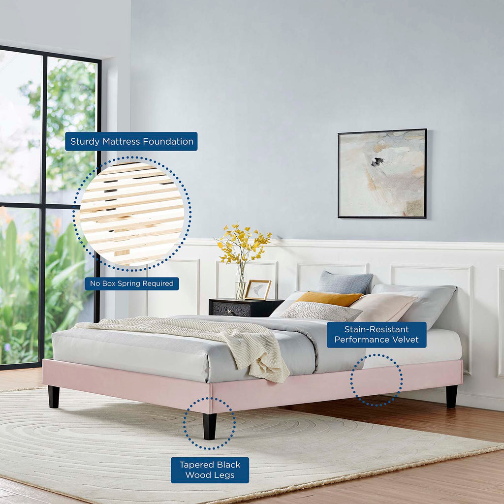 Reign Performance Velvet Full Platform Bed Frame by Modway